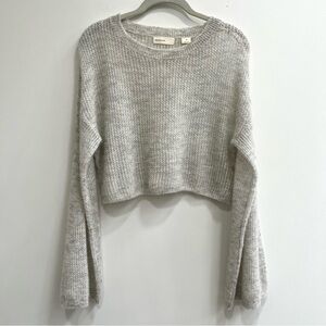 Anthropologie Sleeping on Snow cropped bell sleeve sweater alpaca wool gray M